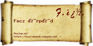 Fecz Árpád névjegykártya